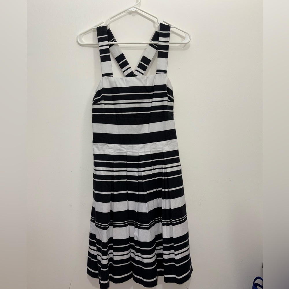 NWOT Banana Republic Black and White Striped Mini Flare Dress